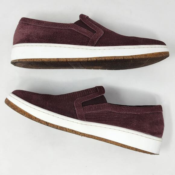 Aetrex Slip-on Comfort Sneakers Women 10M Kenzie Burgundy Leather Snake Texture - Picture 9 of 11